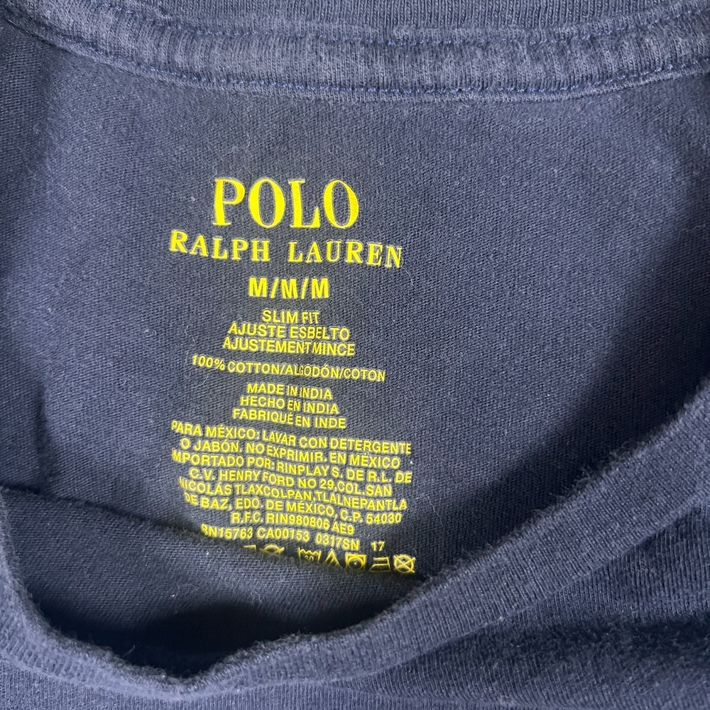 Polo Ralph Lauren T Shirt Boys Medium Blue Slim Fit Short Sleeve Cotton Lot Of 2 - Picture 9 of 11